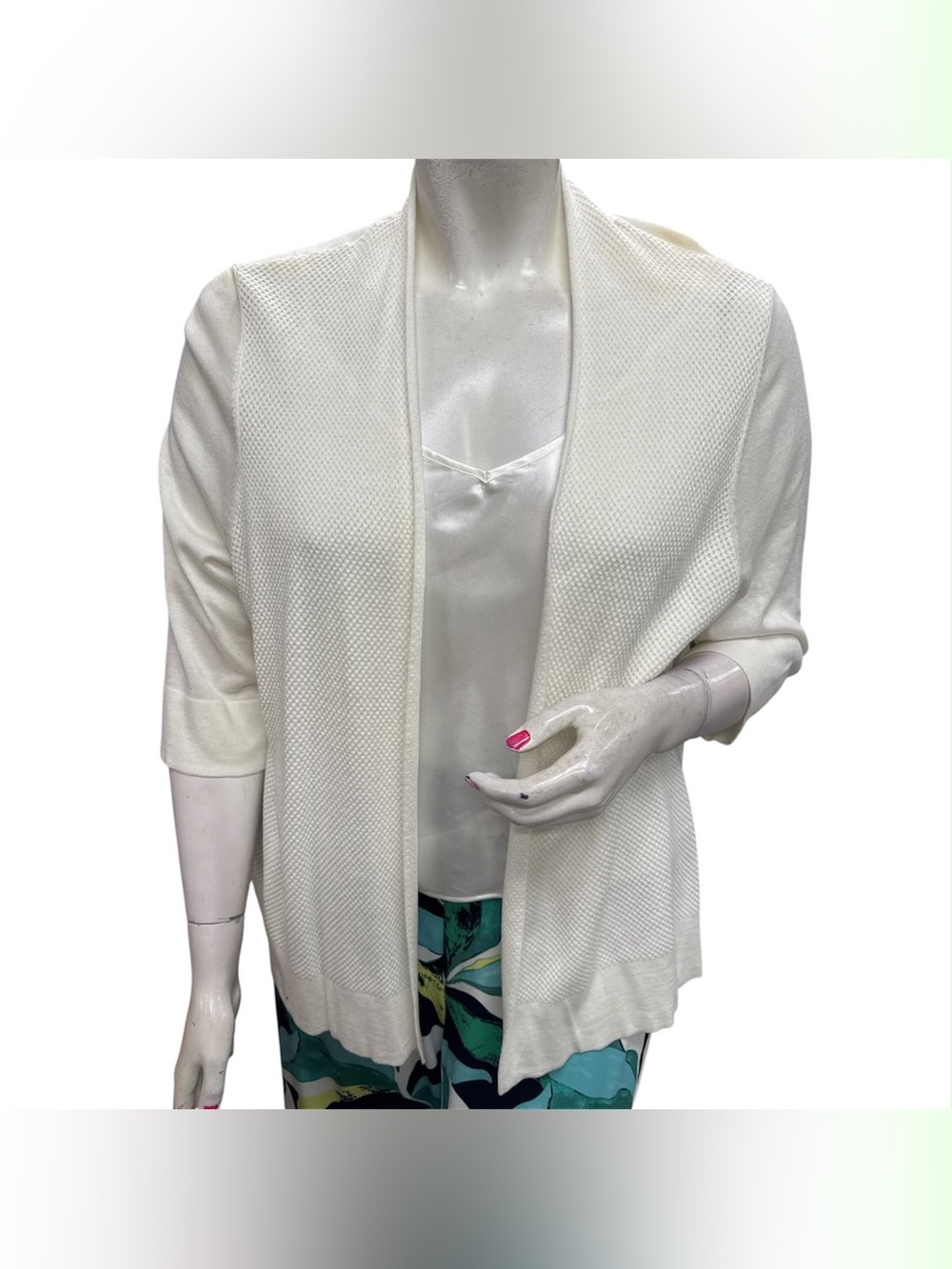 Michel Studio NWT Cream Open-Front Knit Cardigan Size 3X